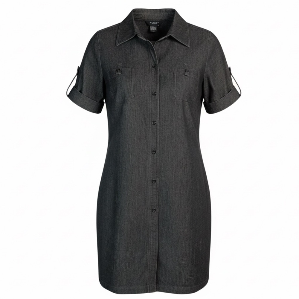 Sandro Black Button-Front Shirt Dress